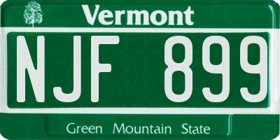 VT license plate NJF899