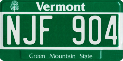 VT license plate NJF904