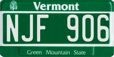 VT license plate NJF906