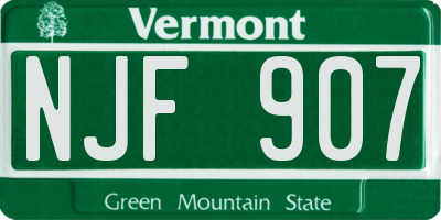 VT license plate NJF907