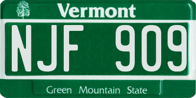 VT license plate NJF909
