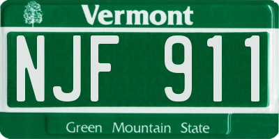 VT license plate NJF911