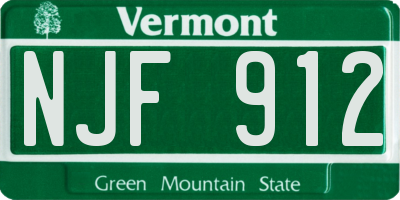 VT license plate NJF912