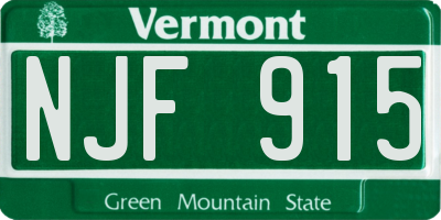 VT license plate NJF915