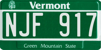 VT license plate NJF917