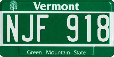 VT license plate NJF918