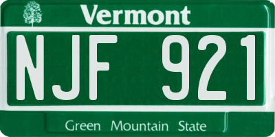 VT license plate NJF921