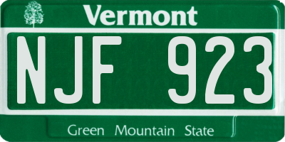 VT license plate NJF923