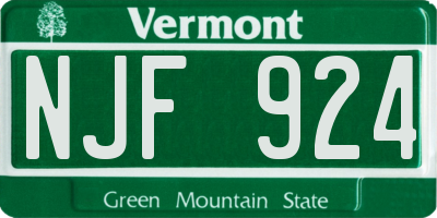 VT license plate NJF924