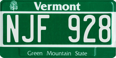 VT license plate NJF928