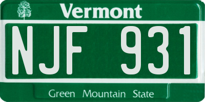 VT license plate NJF931