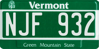 VT license plate NJF932