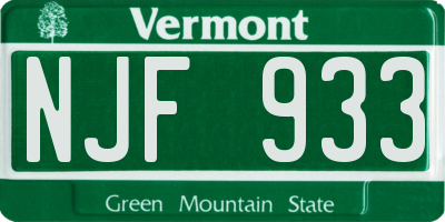 VT license plate NJF933