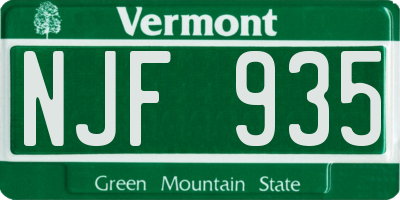 VT license plate NJF935