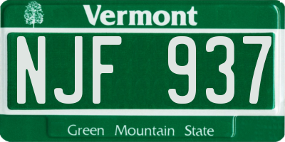 VT license plate NJF937