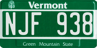 VT license plate NJF938