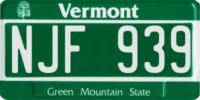 VT license plate NJF939