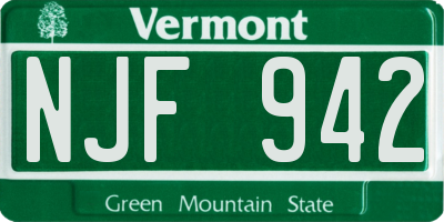 VT license plate NJF942