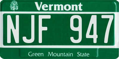 VT license plate NJF947