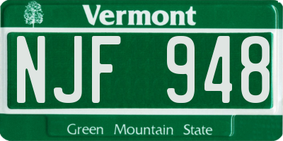VT license plate NJF948