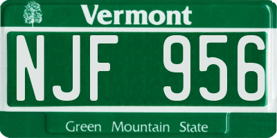 VT license plate NJF956
