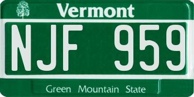 VT license plate NJF959