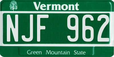 VT license plate NJF962