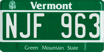 VT license plate NJF963