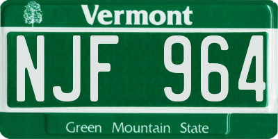 VT license plate NJF964