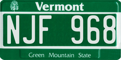 VT license plate NJF968