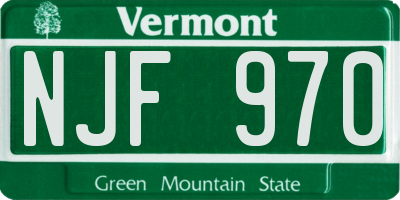 VT license plate NJF970