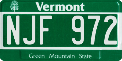 VT license plate NJF972