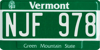 VT license plate NJF978