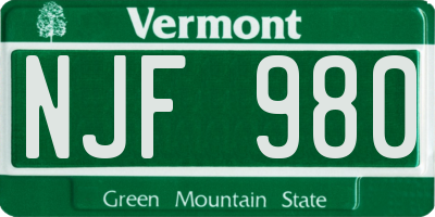 VT license plate NJF980