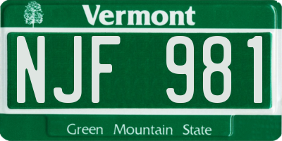 VT license plate NJF981