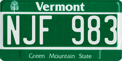 VT license plate NJF983