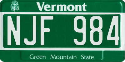 VT license plate NJF984