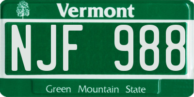 VT license plate NJF988