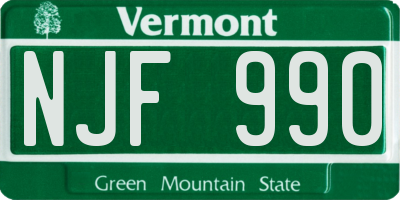VT license plate NJF990