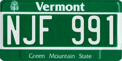 VT license plate NJF991