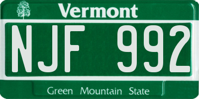 VT license plate NJF992