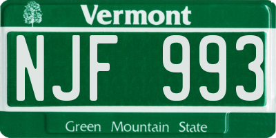 VT license plate NJF993