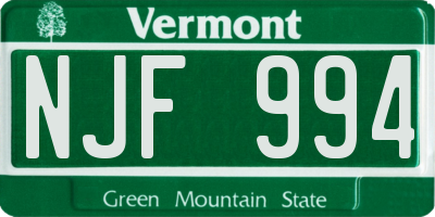 VT license plate NJF994