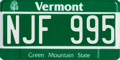 VT license plate NJF995
