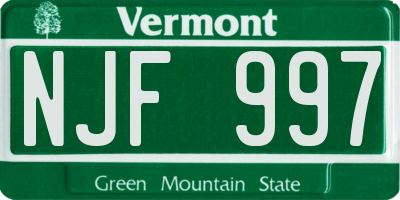 VT license plate NJF997