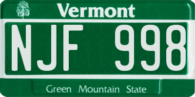 VT license plate NJF998
