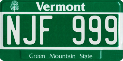 VT license plate NJF999