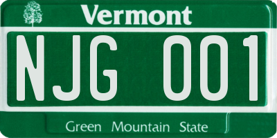 VT license plate NJG001