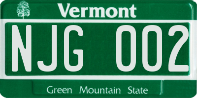 VT license plate NJG002