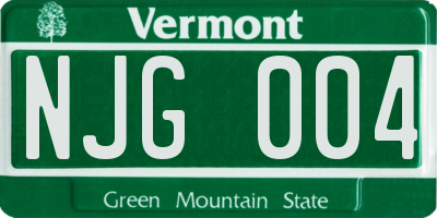 VT license plate NJG004
